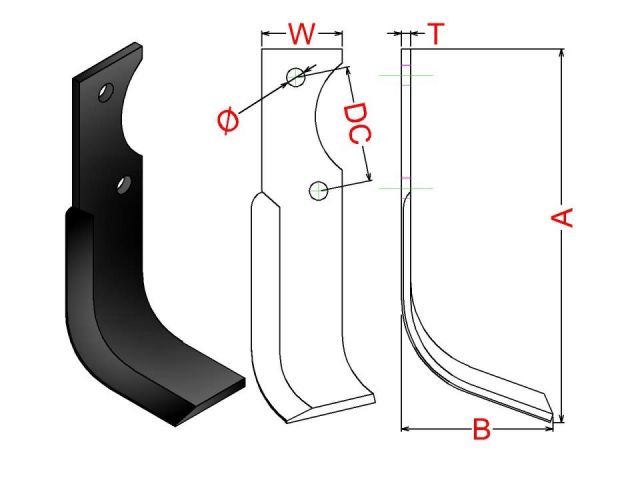 CUCHILLA ROTOVATOR 252-L (LANDER) 45X5